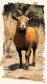 Wildlife Illustration of Goat