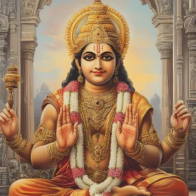 Meditative Deity with Golden Halo