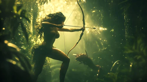 Forest Archer Aiming Bow and Arrow