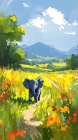 Serene Elephant in Bright Nature