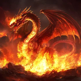 Majestic Fire Dragon Illustration