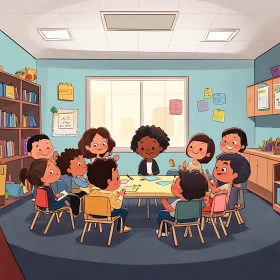 Children's Classroom Activity Illustration