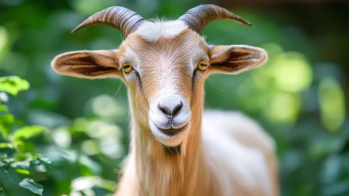 Curious Goat in Forest
