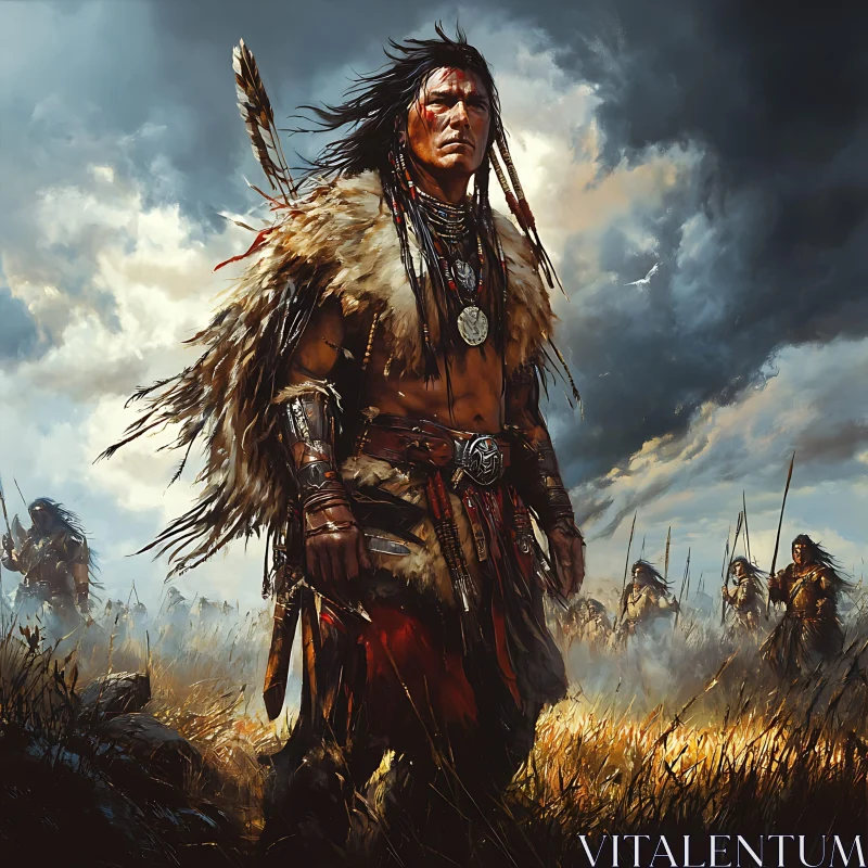 AI ART Stoic Native American Warrior Portrait