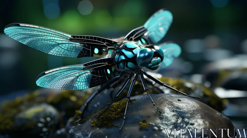 Blue Dragonfly: A Fusion of Nature and Futuristic Elements AI Image