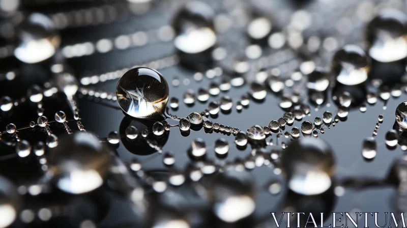 Captivating Macro Photography: Dew Drops on a Black Surface AI Image