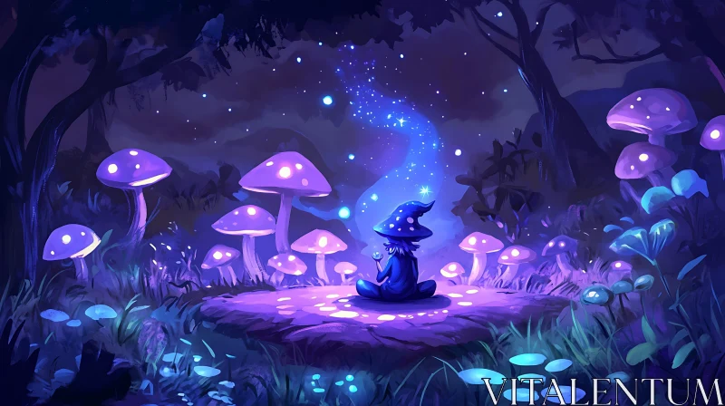 AI ART Magical Wizard in Mushroom Forest