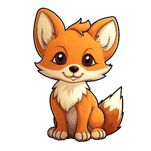 POD Design Charming Cartoon Fox Illustration with Friendly Expression