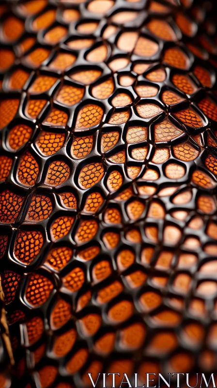 Close-Up of Orange Snake Skin Texture in Dark Bronze AI Image