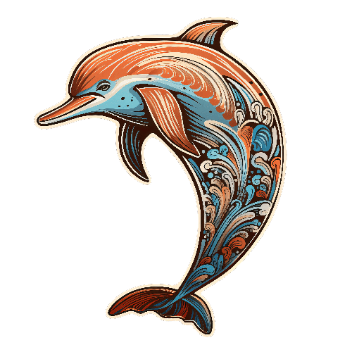 POD Design Colorful Floral Dolphin Illustration for T-Shirt Design