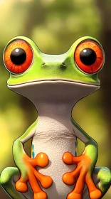 Frog with Vibrant Eyes and Textured Skin