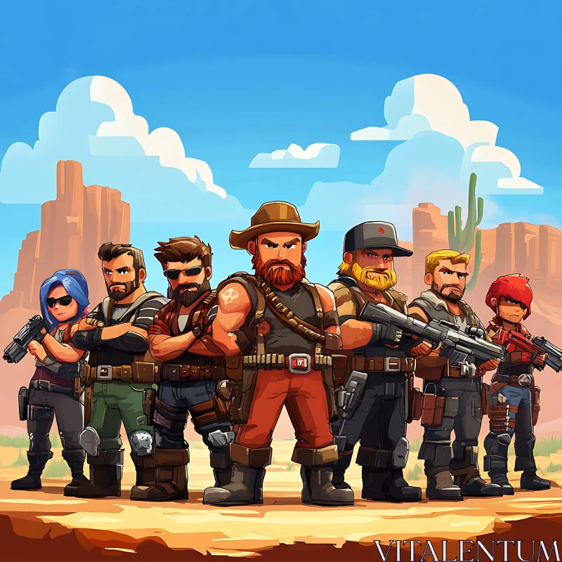 AI ART Cartoon Soldiers Desert Adventure