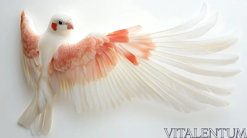 White Bird with Salmon Accents AI Image