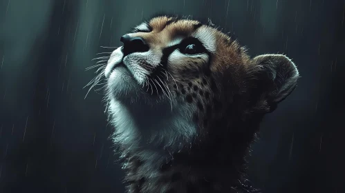 Cheetah Cub Rainy Day Portrait