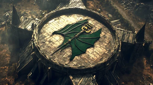 Dragon Crest Atop Ancient Castle