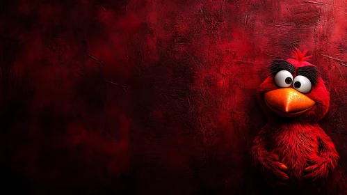 Cartoon Red Character on Red Backdrop