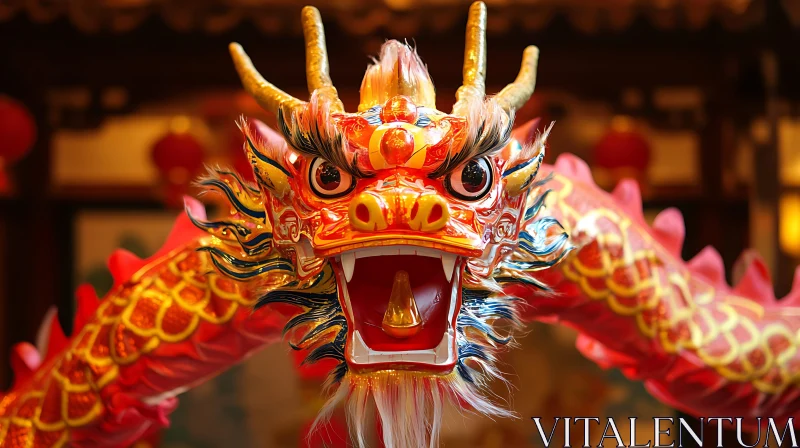 Traditional Dragon Dance Close-Up AI Image