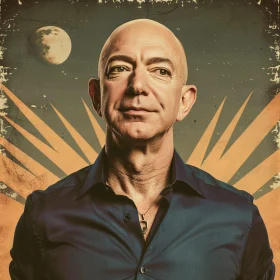 Jeff Bezos Portrait with Space Theme