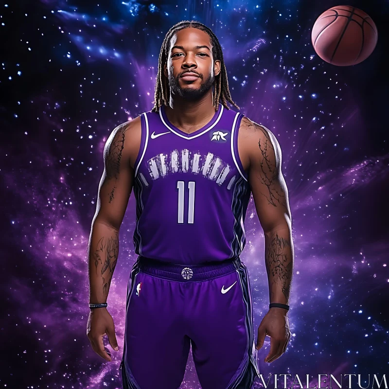 Athlete in Cosmic Space AI Image