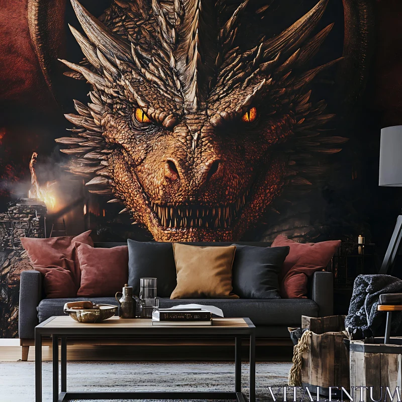 Dragon in the Living Room AI Image