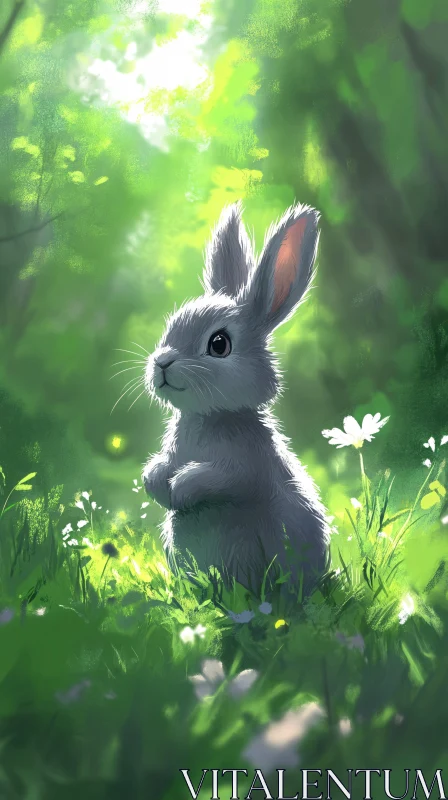 AI ART Charming Forest Bunny Amidst Nature