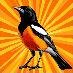 Striking Bird on Orange Burst