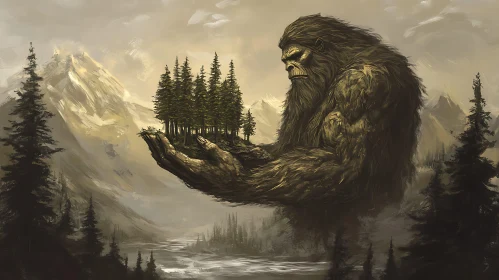 Colossal Bigfoot and Forest Landscape