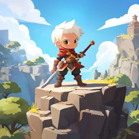 Stylized Warrior Cartoon Landscape