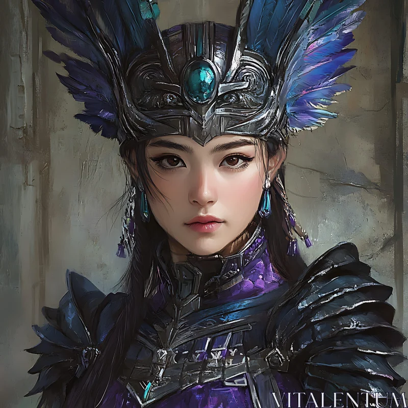 AI ART Feathered Headdress Woman Portrait