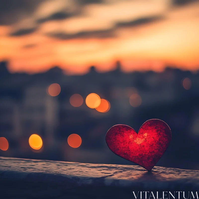 Romantic Heart with Bokeh Lights AI Image