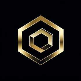 Modern Geometric Gold Design on Black Background