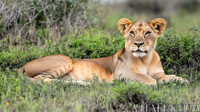 Resting Lioness Portrait AI Image