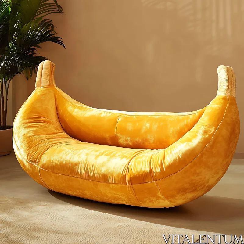 Creative Banana Shaped Sofa for Modern Interior AI Image