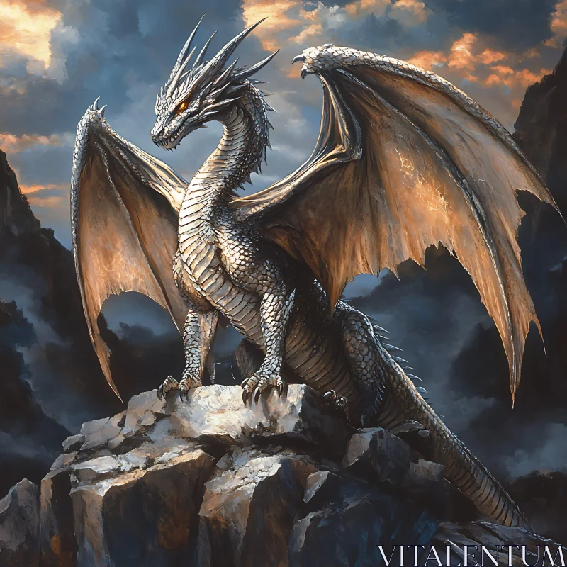 AI ART Dragon on Rocks