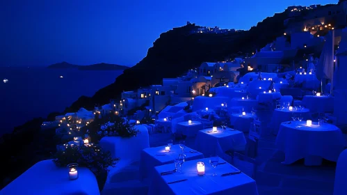 Santorini Night View with Candlelight