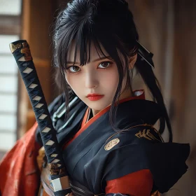 Woman with Katana: A Portrait of Strength