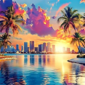 Tropical City Sunset View