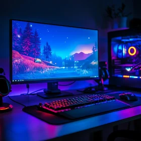 Gaming PC with LED-Lit Accessories