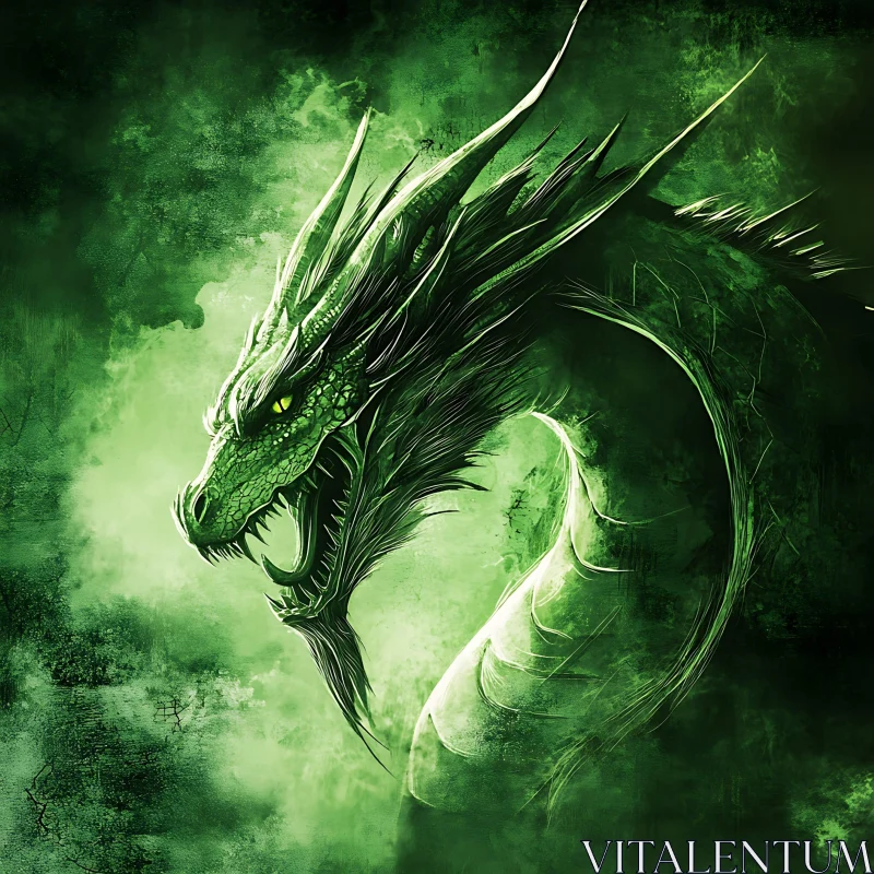 AI ART Green Dragon Portrait