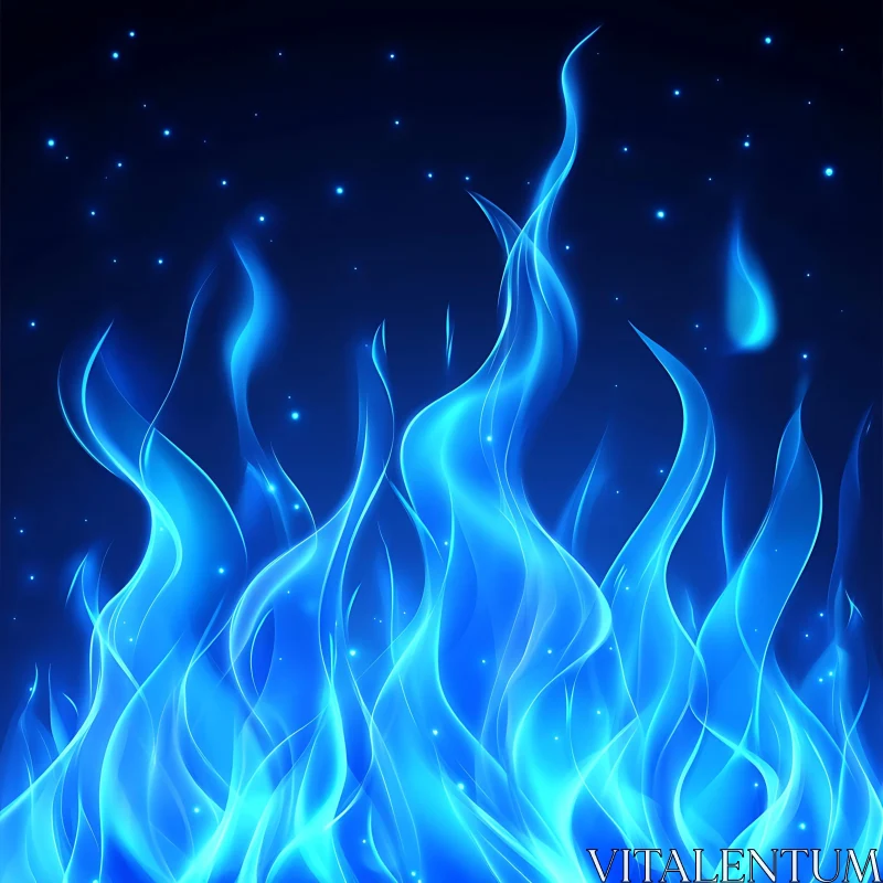 Ethereal Blue Flames in Abstract Art AI Image