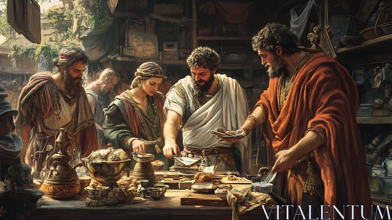 AI ART Ancient Roman Feast Scene Painting