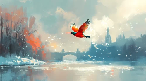 Artwork Featuring a Bird in Flight