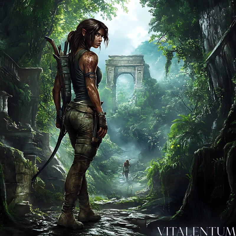 AI ART Female Warrior in the Jungle