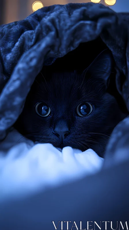 AI ART Mysterious Cat Under the Blanket