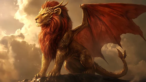 Majestic Winged Lion Dragon Hybrid