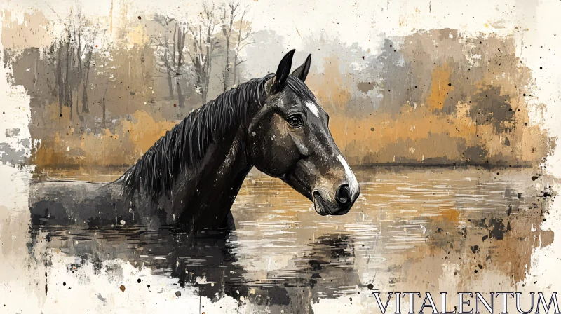 Equine Reflection Art AI Image