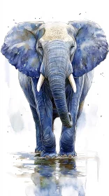 Elephant in Watercolor Reflection