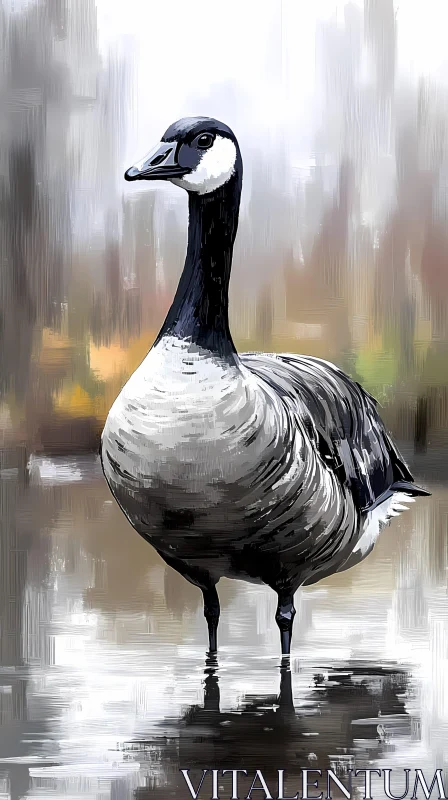 Graceful Goose and Reflection Art AI Image