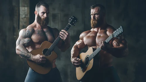 Two Strong Men Playing Guitars