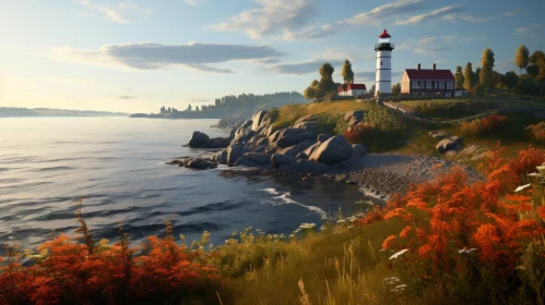 Serene Lighthouse Landscape in Unreal Engine Style